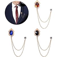 Mens Pearl Brooch Lapel Pin Badge With Hanging Chains Alloy