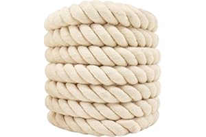 SINYLOO Thick Cotton Rope 1.25 inch × 25 feet Tug of War Rope - Twisted Cotton Rope for Swing Hanging Crafts Outdoor - White