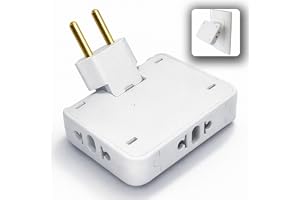 Adaptador de Tomada T Articulado – 10A e 20A – Até 250V – Bivolt 110V/220V – T - Plugue Benjamin Premium – Articulado e Seguro -Adaptador Flexível para Esconder Atrás do Móvel