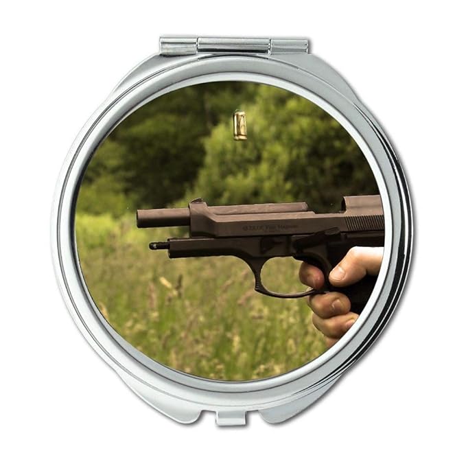 Yanteng Spiegel, Schminkspiegel, Maschinengewehr-Clip, runder Spiegel, Patronengras, Taschenspiegel, tragbarer Spiegel