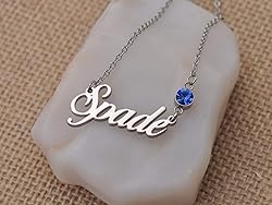 LikeFun Custom My Name Necklace with Birthstone