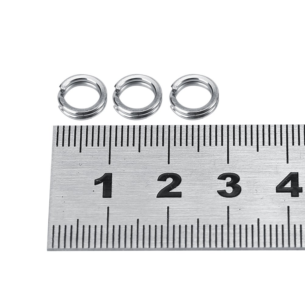 Alomejor 50pcs/100pcs Stainless Steel Fishing Tackle Bait Double Circle Split Ring Connector Split Ring Lure for Fishing Tackle Kit(A-9#)