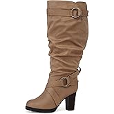 mysoft Women's Wide/Extra Wide Calf Knee High Boots Fashion Chunky Block Heel Pull On Winter Boots with Side Zippers