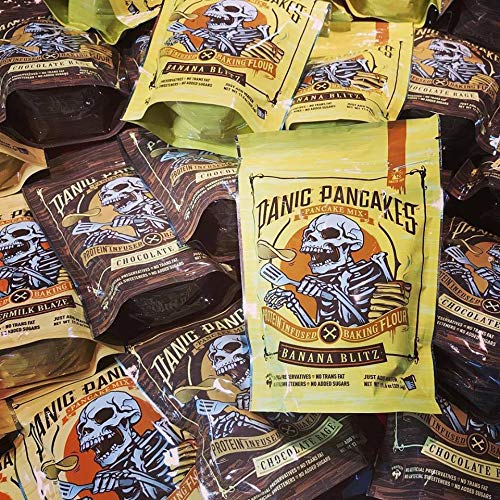 Panic Pancakes Complete Pancake & Waffle Mix Variety Pack by Sinister Labs: Buttermilk, Banana & Chocolate. Whole grain oat flour and 20g protein per serving - No Added Sugar - 11.5 oz bags (3-Pack) - Thumbnail 2