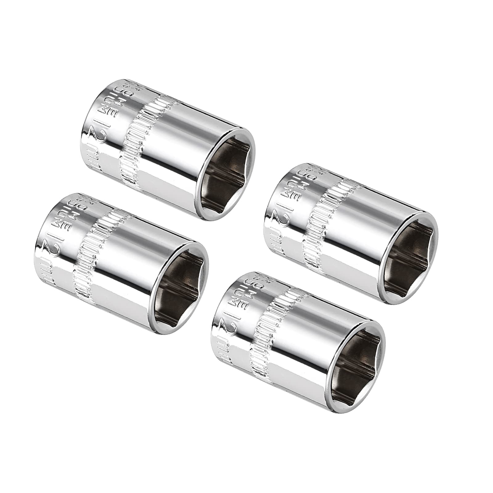 Kozelo 4pcs 6 Point Shallow Socket - [1/4 Inch x 12mm] Square Drive for Car Mechanical Equipment Repair Use, CR-V Steel Metric Sizes