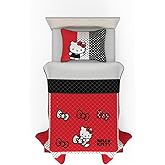 Hello Kitty Bedding Twin Size Quilt Sham Set, Soft Cozy Red Polka Dot Blanket, (Officially Licensed Product) by Franco Collectibles