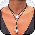 Boho Necklaces for Women Country Concert Outfits Black Choker Necklace Long Necklaces Western Jewelry Long Brown Suede Wrap Leather Necklace Cowgirl Nashville Outfits for Women