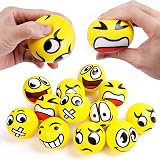 Ainiv 12PCS Funny Face Squeeze Stress Balls PU Large 6.3cm Hand Exercise Fidget