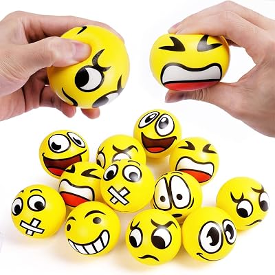 Ainiv 12PCS Funny Face Squeeze Stress Balls PU Large 6.3cm Hand Exercise Fidget