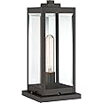 Quoizel Westover Outdoor Post Lantern, 16 Inch 1-Light Western Bronze Modern Lamp Post, Clear Beveled Glass, Outside Pole Lig