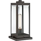 Quoizel Westover Outdoor Post Lantern, 16 Inch 1-Light Western Bronze Modern Lamp Post, Clear Beveled Glass, Outside Pole Lig