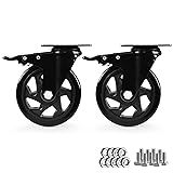 Caster Wheels, Heavy Duty 5 Inch Casters Set of