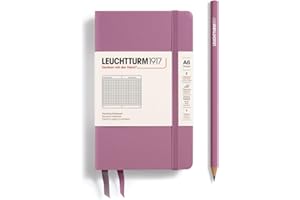 LEUCHTTURM1917 - Notebook Hardcover Pocket A6-187 Numbered Pages for Writing and Journaling (Dusty Rose, Squared)