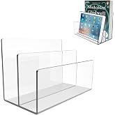 Boloyo Acrylic File Holder,1PC 2 Sections Clear File Organizer Mail Letter Sorter Desktop Folder Holder for Home Office School Envelope Bill Filling Paper Document
