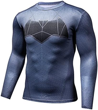 Printed men 's compressed shirt American captain long - sleeved animation super - elastic quick - drying (as img 16057)