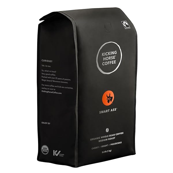 KICKING HORSE COFFEE, SMART ASS, MEDIUM ROAST, WHOLE BEAN, 2.2 POUND – CERTIFIED ORGANIC, FAIRTRADE, KOSHER COFFEE