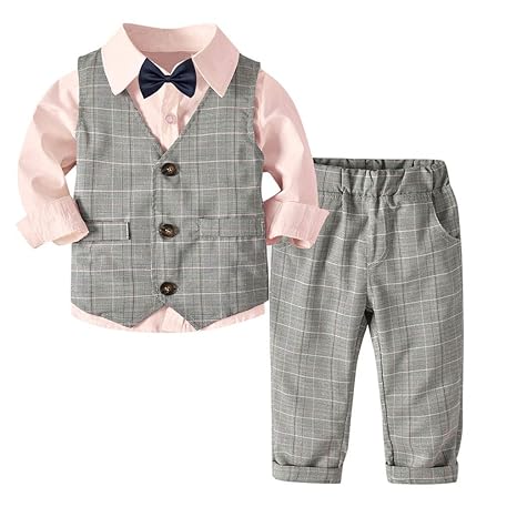MRULIC Baby Junge Bowtie Gentleman Weste T-Shirt Hosen Hochzeit Anzug Tuch Sets