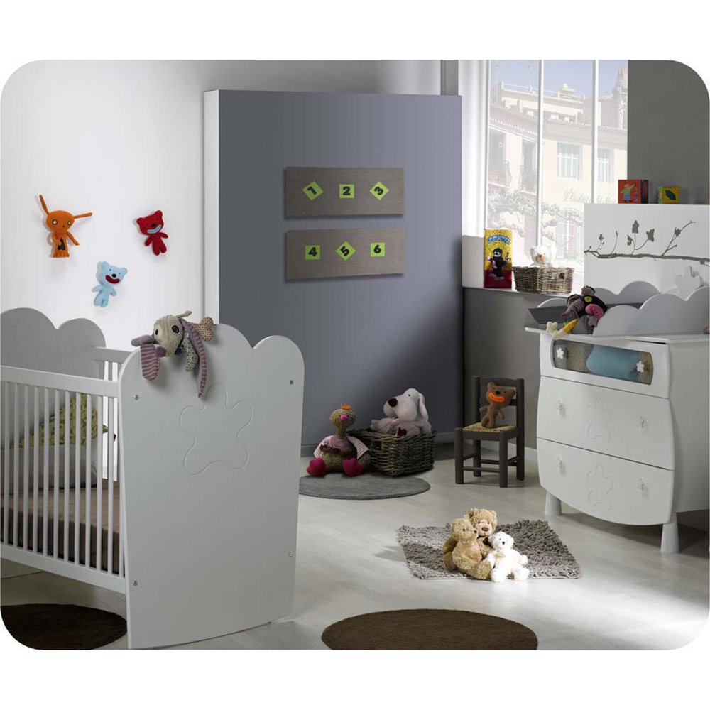 Mini Babyzimmer Linea weiß mit Gitterbettchen und Wickelfläche kaufen