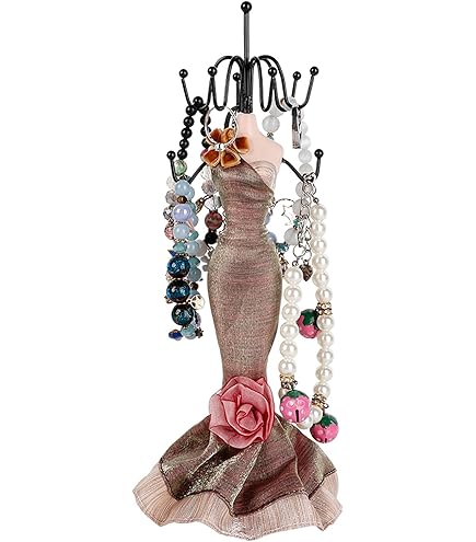 pink dress jewelry holder Amazon.com: Tissting Jewellery Stand Princess Dress Shaped Jewelry Display  Holder Rotatable Jewellery Organiser for Hanging Earrings, Necklaces,  Bracelets(Pink) : Arts, Crafts & Sewing