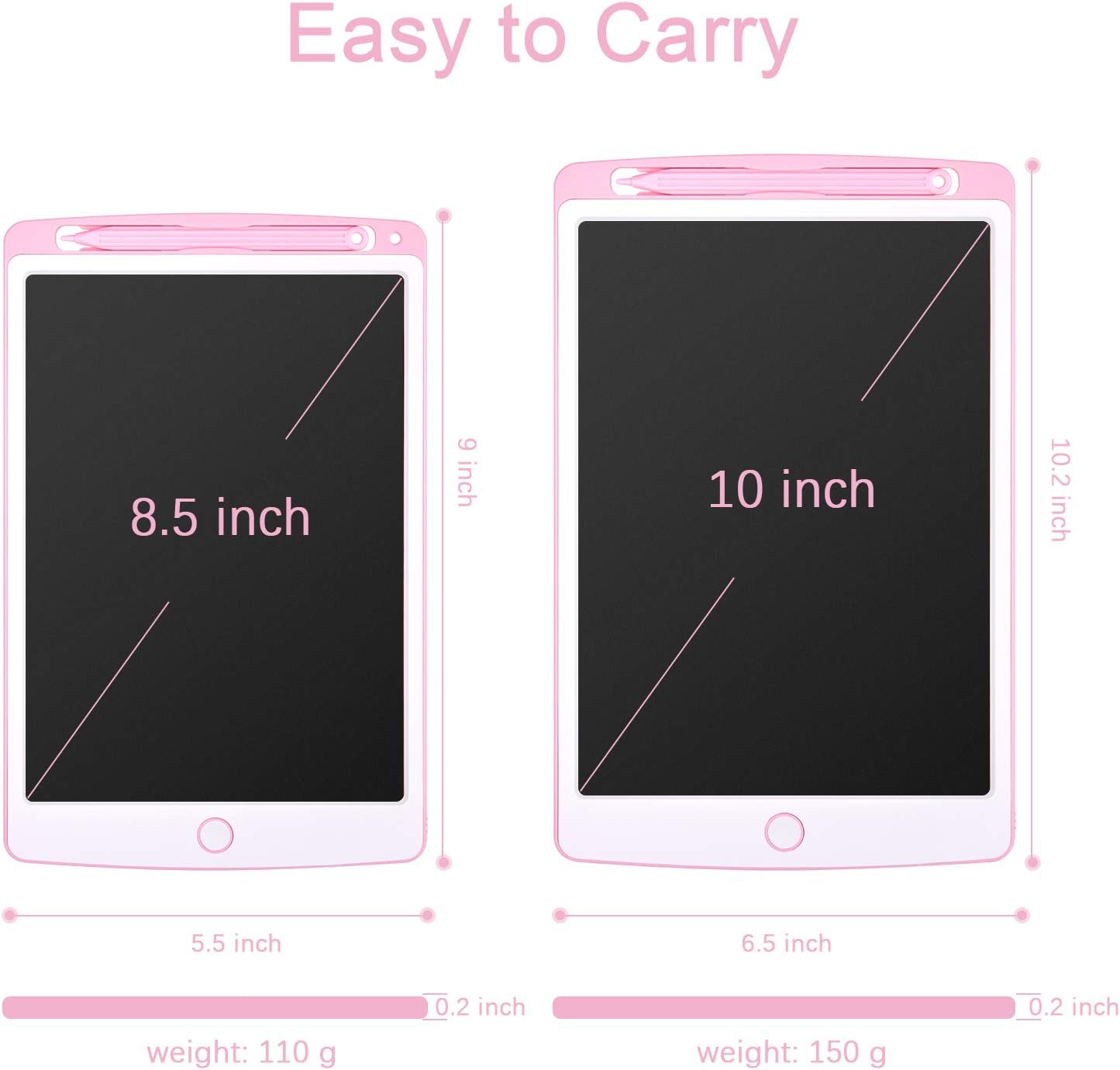 Tecboss LCD Writing Tablet Toys for Girls Boys, Colorful Screen Erasable Electronic Digital Drawing Pad Doodle Board (10in, Pink): Electronics