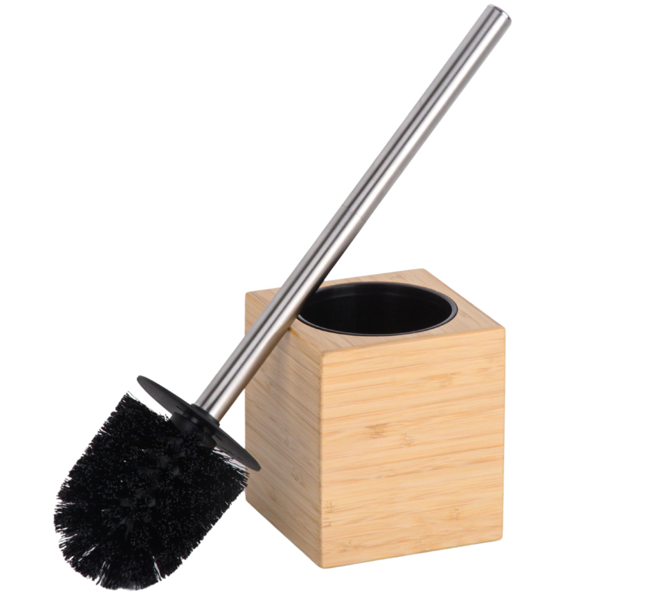 Photo 1 of Clasin Home Toilet Bowl Brush Holder with Bamboo and Stainless Steel for Durable Use, Toilet Scrubber Brush with Long Handle for Easy Deep Cleaning, Compact Hidden Bathroom Toilet Cleaner Brush Set