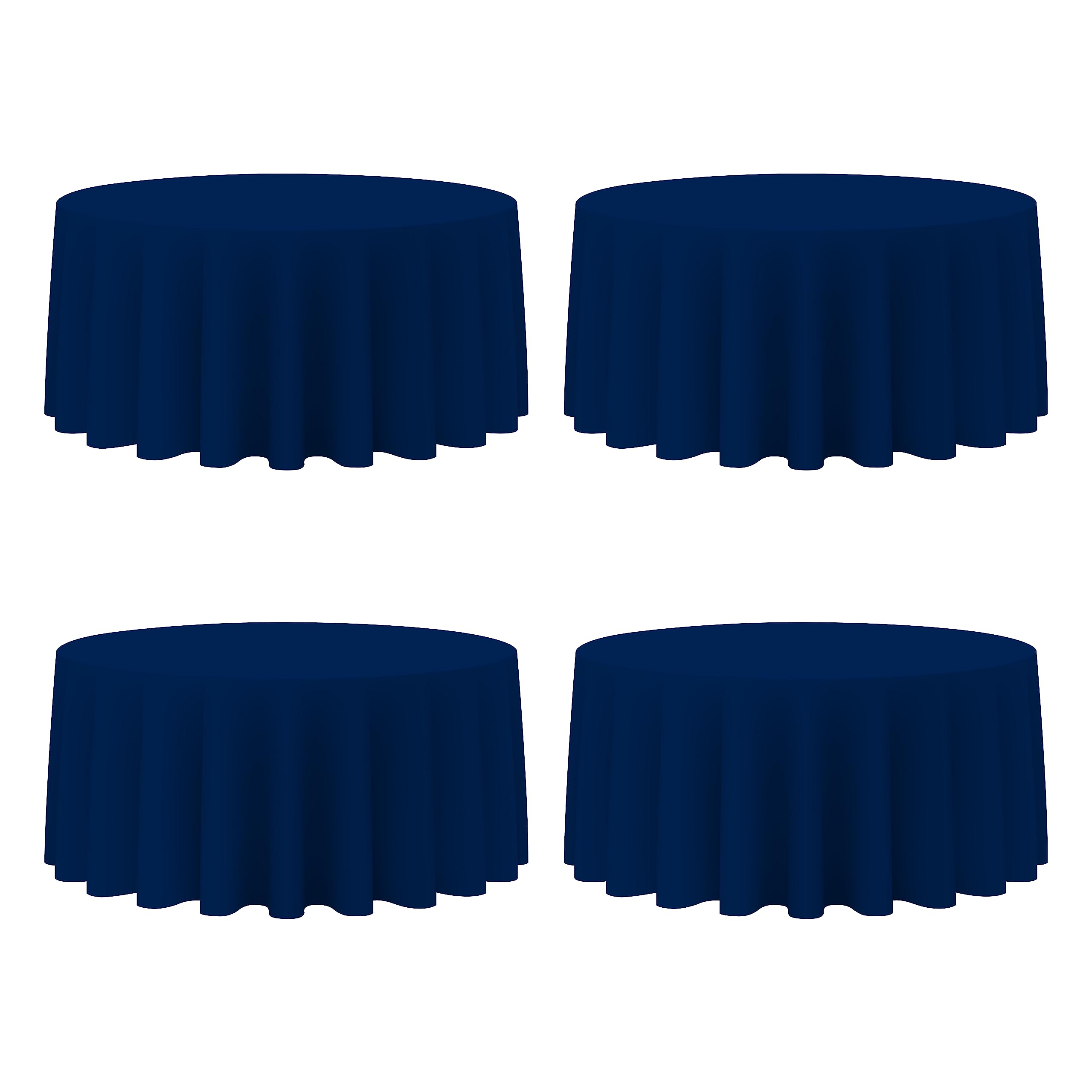 Photo 1 of BRILLMAX 4 Pack Navy Blue Round Tablecloths 132 Inch for 72” Tables - 150 GSM Polyester Fabric, Floor Length Drop, Water, Stain & Wrinkle Resistant Cloth Cover for Wedding Reception Banquet Dining
