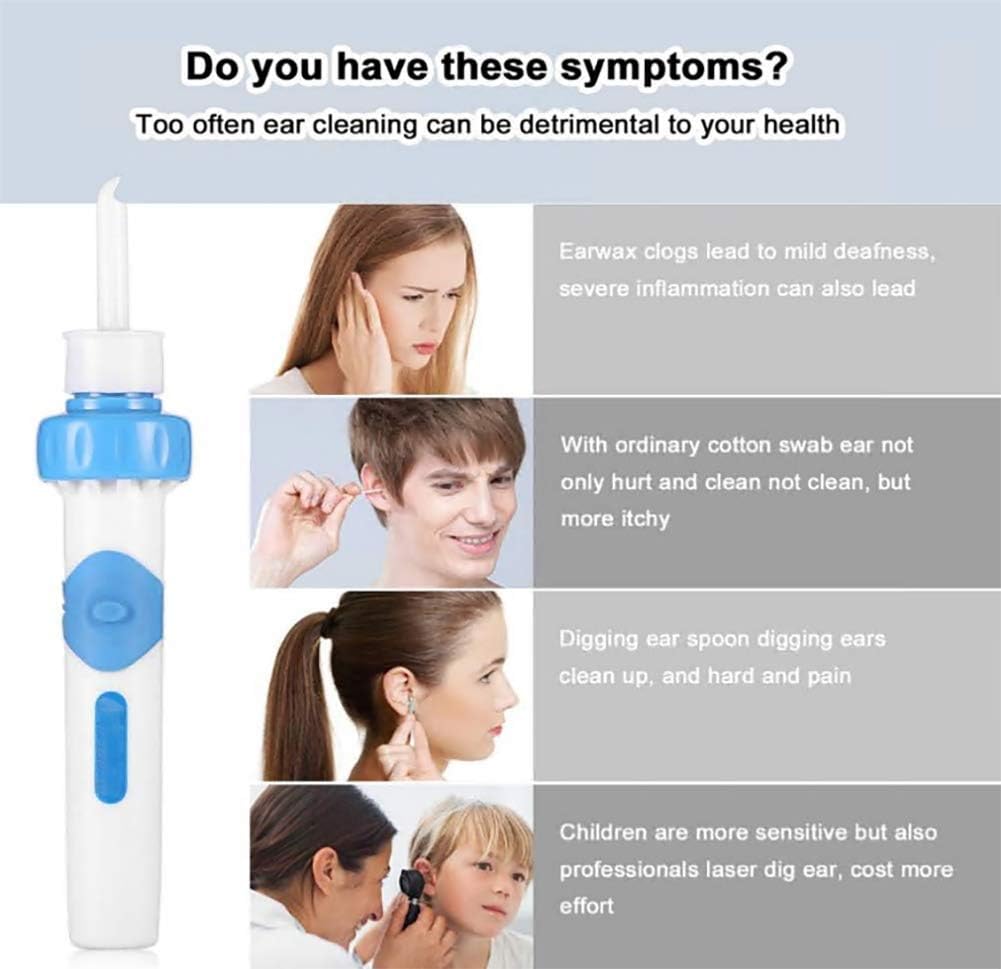 Electric Earwax Removal Kit Tool, Automatic Ear Cleaner Vacuum Remover with LED Safe and Soft Ear-Pick 2 Heads for Adults and Kids(The Product Does Not Contain A Battery): Home & Kitchen