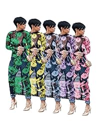 Yeshire - Vestido para mujer sexy con estampado floral de malla