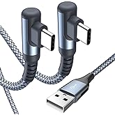 sweguard USB Type C Charger Cable Right Angle [2-Pack,10FT] iPhone 16 Charger Braided Cord for iPhone 15 16 Pro Max Plus Samsung Galaxy S25 S24 S23 S22 S21 S20 S10 Note A55 A15 Flip Pixel LG Moto PS5