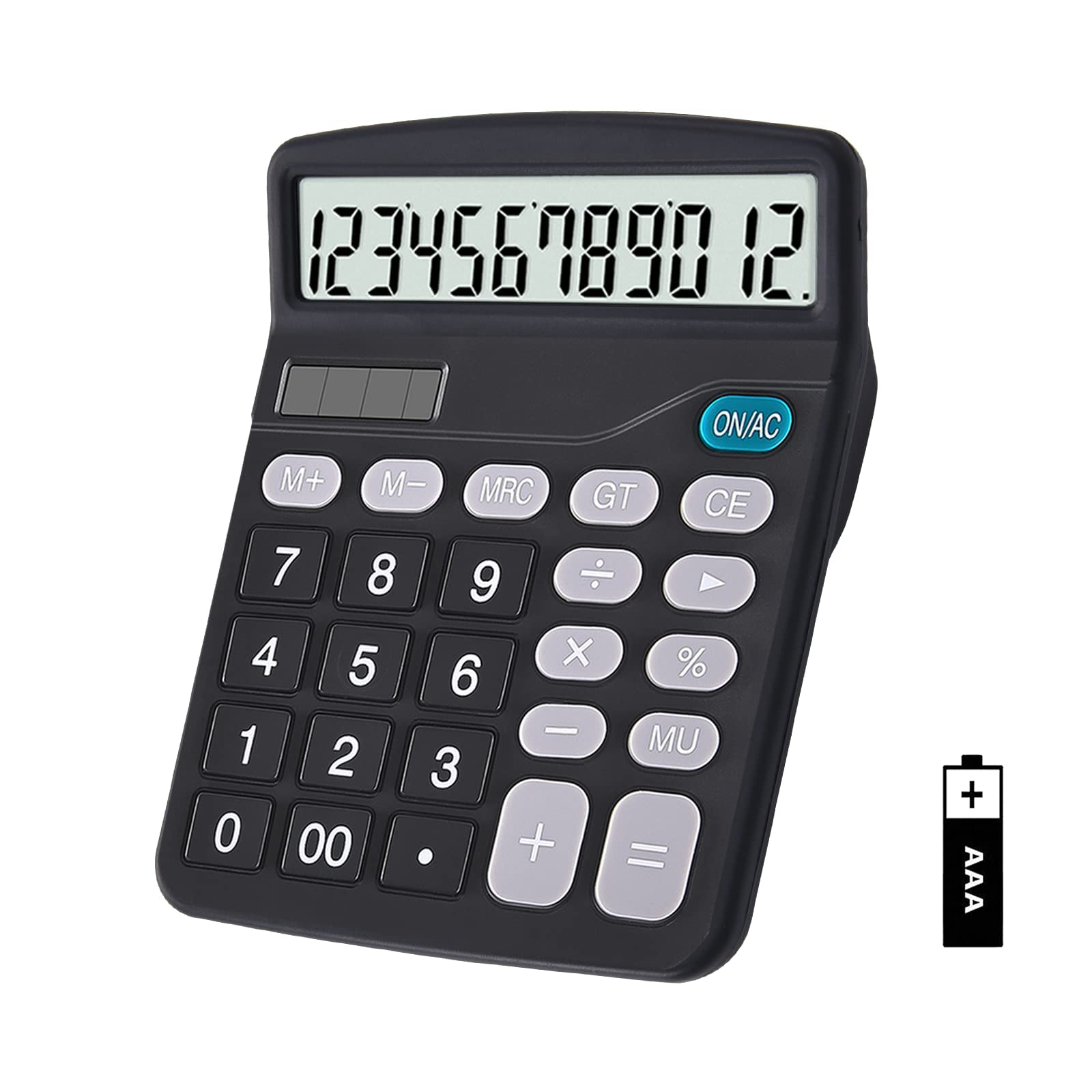 Basic Standard Calculator 12 Digit Desktop Calculator with Large LCD Display and Sensitive Button for Office, School, Home & Business Use - Black