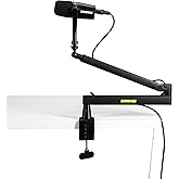 Shure by Gator Premium Low-Profile Desktop Mic Boom Stand - Fully Adjustable for Podcast, Streaming, and Home Office Setups (SH-BROADCAST2)