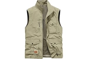 Mens Summer Outdoor Utility Fishing Vests Multi-Pocket Lightweight Casual Waterproof Hiking Travel Safari Cargo Vest