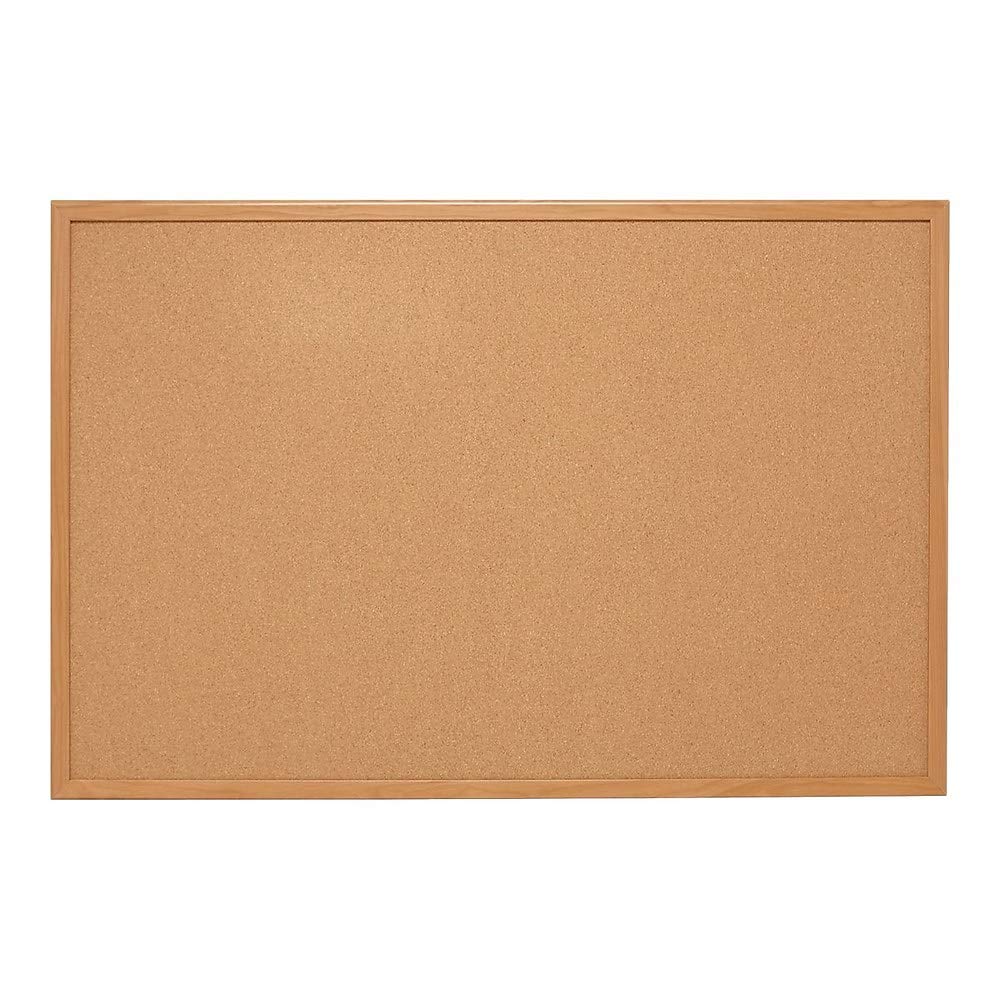 Staples Standard Cork Bulletin Board, Oak Finish Frame, 2'W x 1.5'H