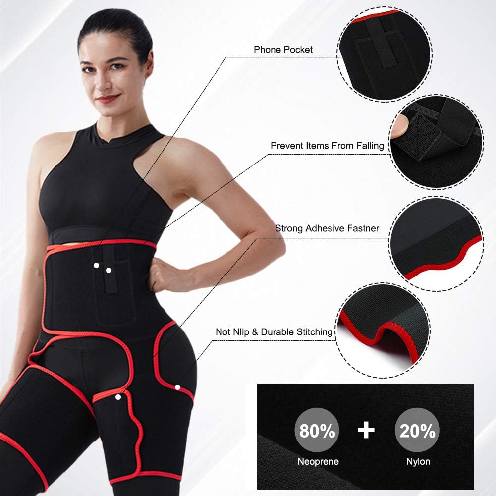 Siamese Girdle and Thigh Shaper Increase Sweating Leg Shapers and Waist Cincher for Women Shapewear Plus Size Red 3XL: Clothing