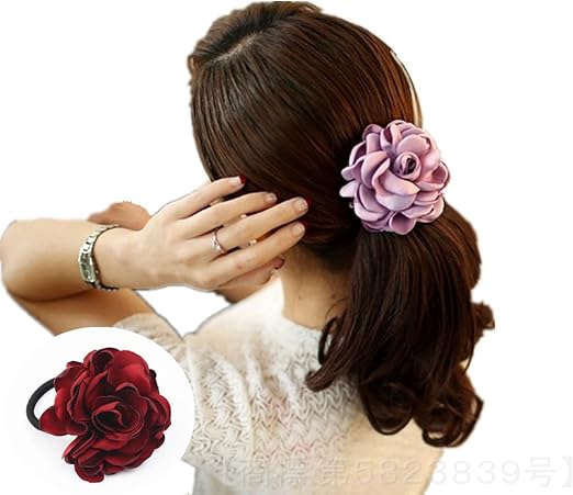 Amazon Co Jp Y T レディース 大人可愛い ローズ 薔薇 フラワー コサージュ ヘアゴム 髪飾り シュシュ ヘアアクセサリー 髪留め おしゃれ X52 ネイビー ホビー