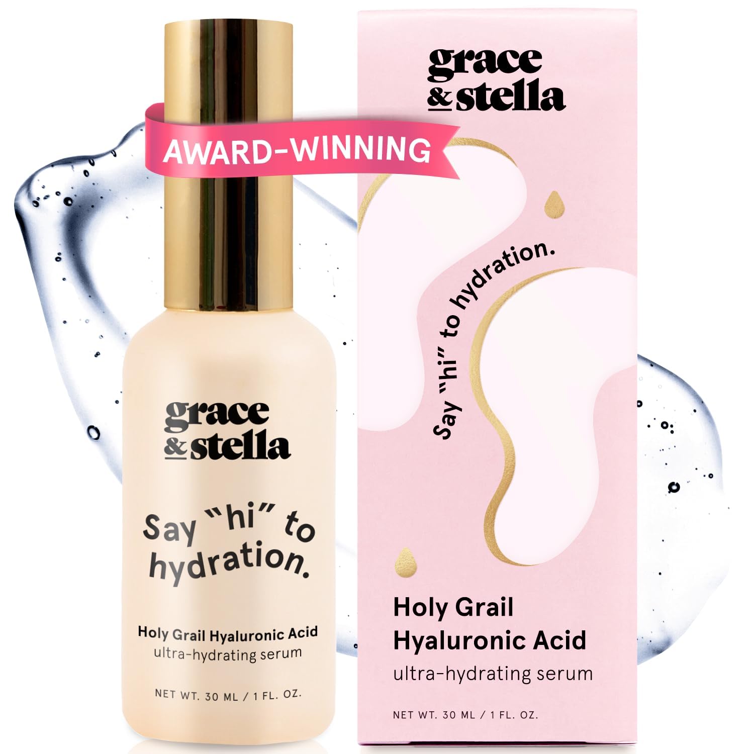 grace & stella Hyaluronic Acid Serum for Face - Hydrating Face Serum for Women - Anti Wrinkle Serum for Fine Lines - Vegan, Paraben-Free Hydrating Serum - (30 ml) — image 1