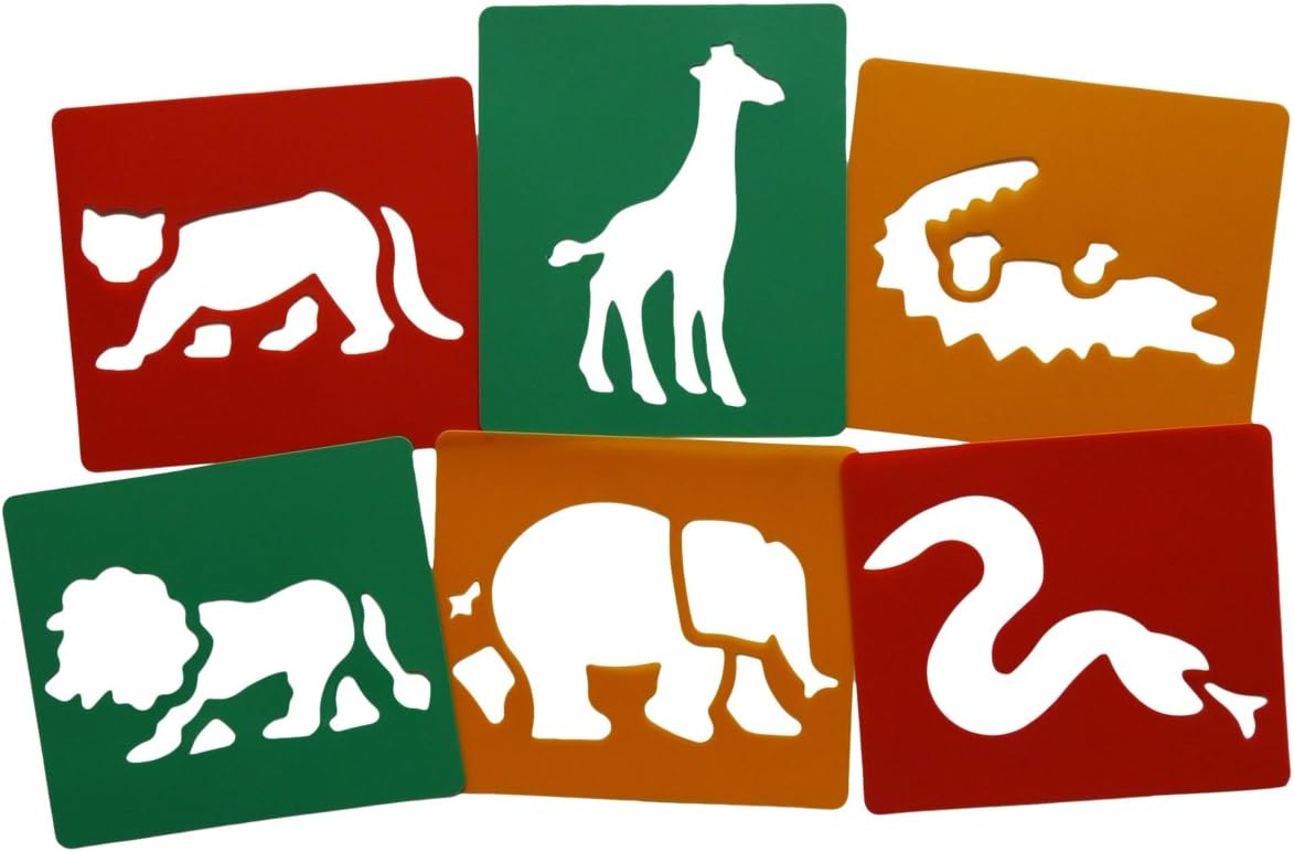Art StrawsHP12052 24 Individual Stencils (4 of Each), Wild Animals