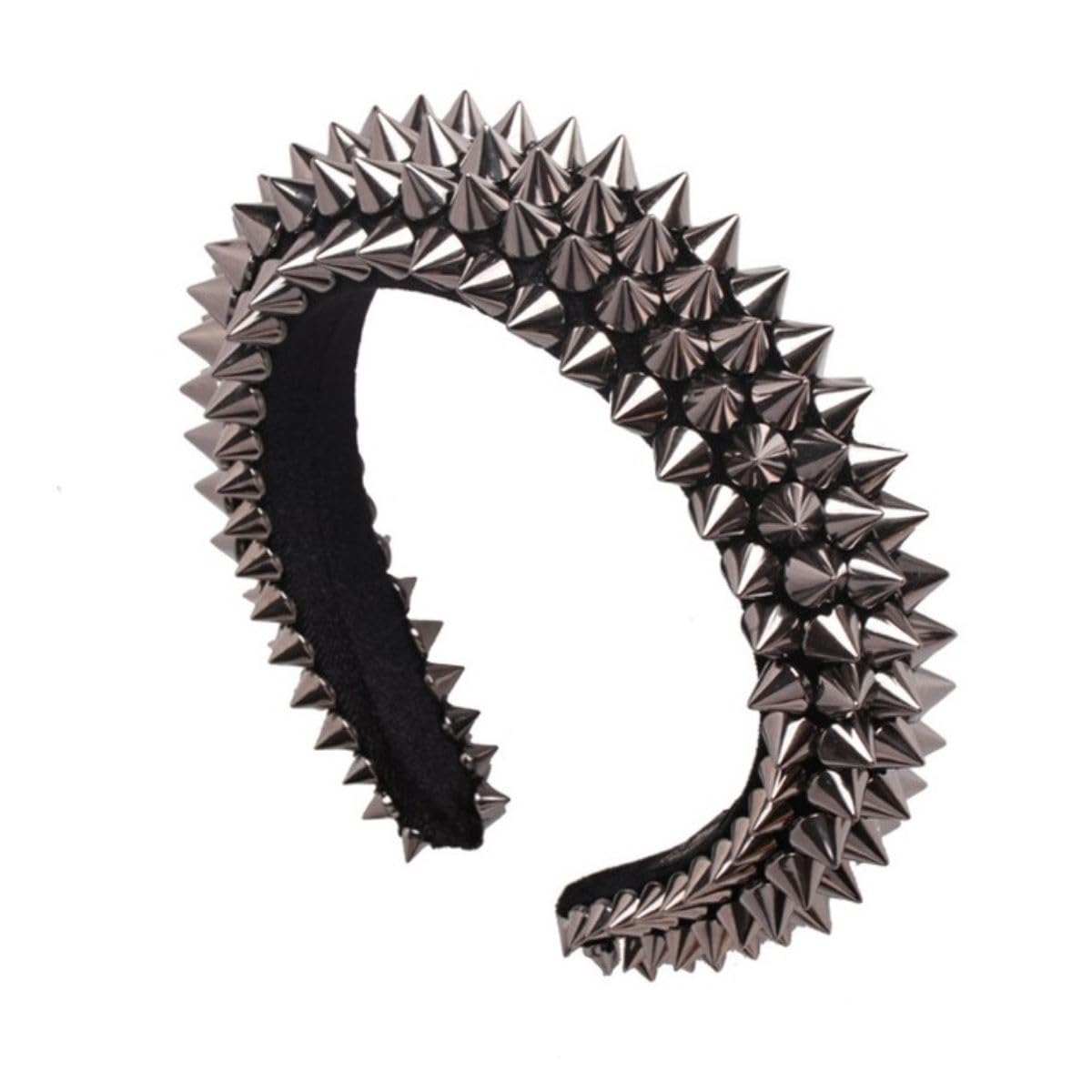 Ro Rox Punk Studded Hairband Rivet Silver Spike Goth Emo Halloween Hair Accessory
