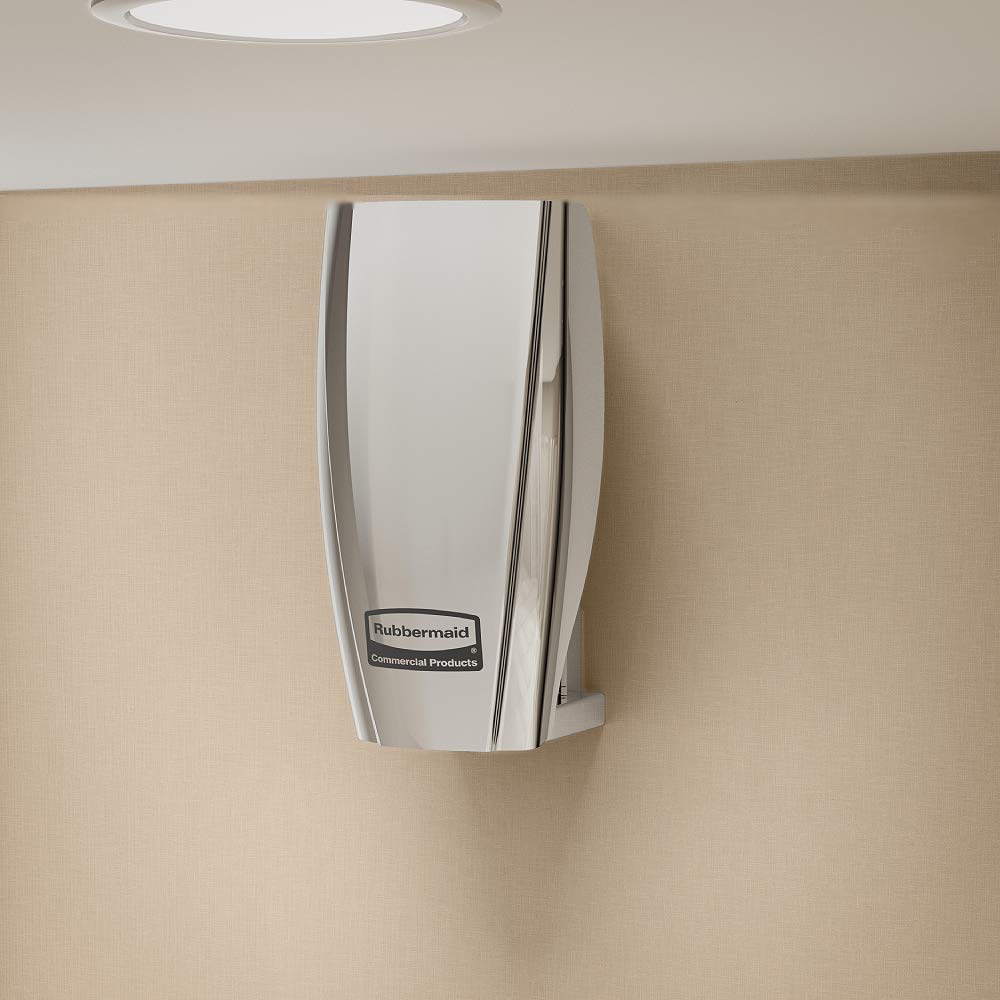 Rubbermaid Commercial Products TCell Automatic Odor-Controlling Air Freshener Dispenser Chrome Easy to Install Battery Freefor Restrooms in Restaurants/Schools/Offices/Hotels