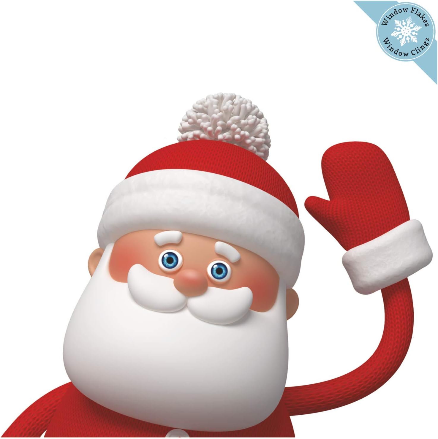 Christmas Window Clings - Waving Santa Claus Christmas Window Decorations - Reusable Non-Adhesive Holiday Christmas Window Stickers and Door Decor