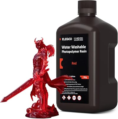 ELEGOO Water Washable 3D Resin Clear Red 2KG 405nm LCD MSLA