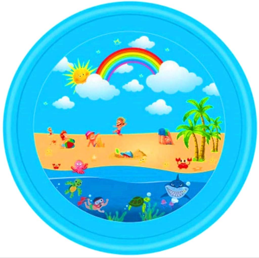 Splash Water Play Mat, Inflatable Splash Sprinkler Pad for Kids Toddlers Dogs, Kiddie Baby Pool 68Inch Splash Play Mat Toy for Outdoor Beach (Multicolour#2, 68Inch)