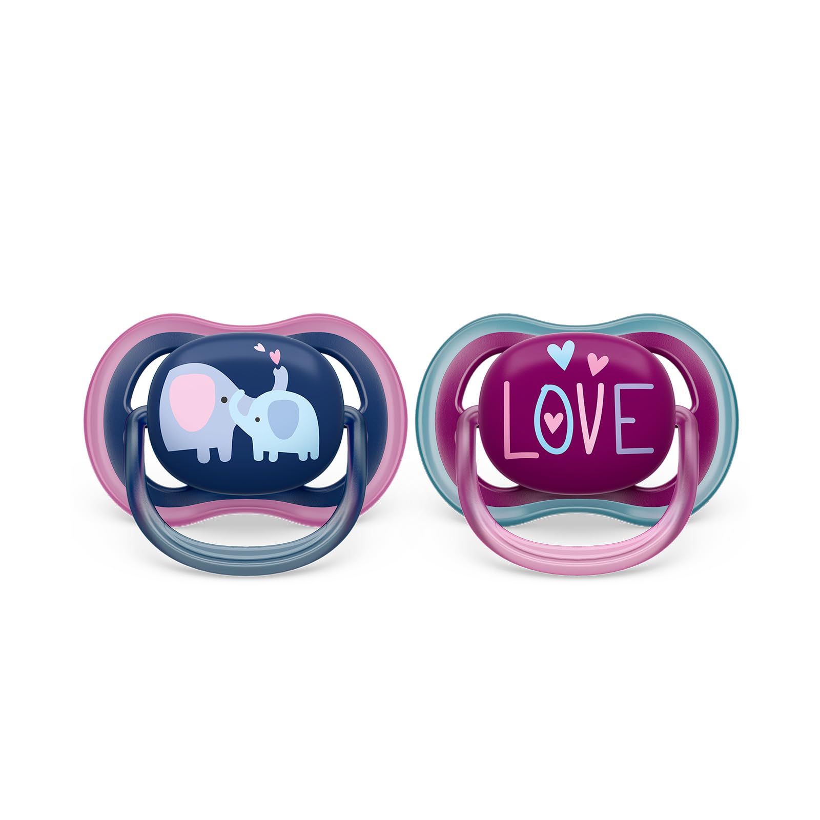 Philips Avent Ultra Air Soother - 2 x Light, Breathable Baby Soothers for Babies Aged 18 Months Plus, BPA-Free with Steriliser Carry Case (Model SCF349/22)