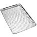 HKJ Chef Large Set Cookie Sheet and Nonstick Cooling Rack & Stainless Steel Baking Toaster Oven Tray Pan Rectangle Size 24L x 16W x 1H inch & Non Toxic & Healthy, 24inch, Silver
