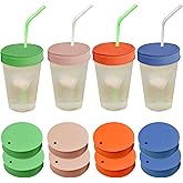 8 PCS Drink Covers for Alcohol Protection Cup Covers for Drinks Silicone Lids Straw Cover 4 Colors, Gifts for Daughters, College Girls and Women