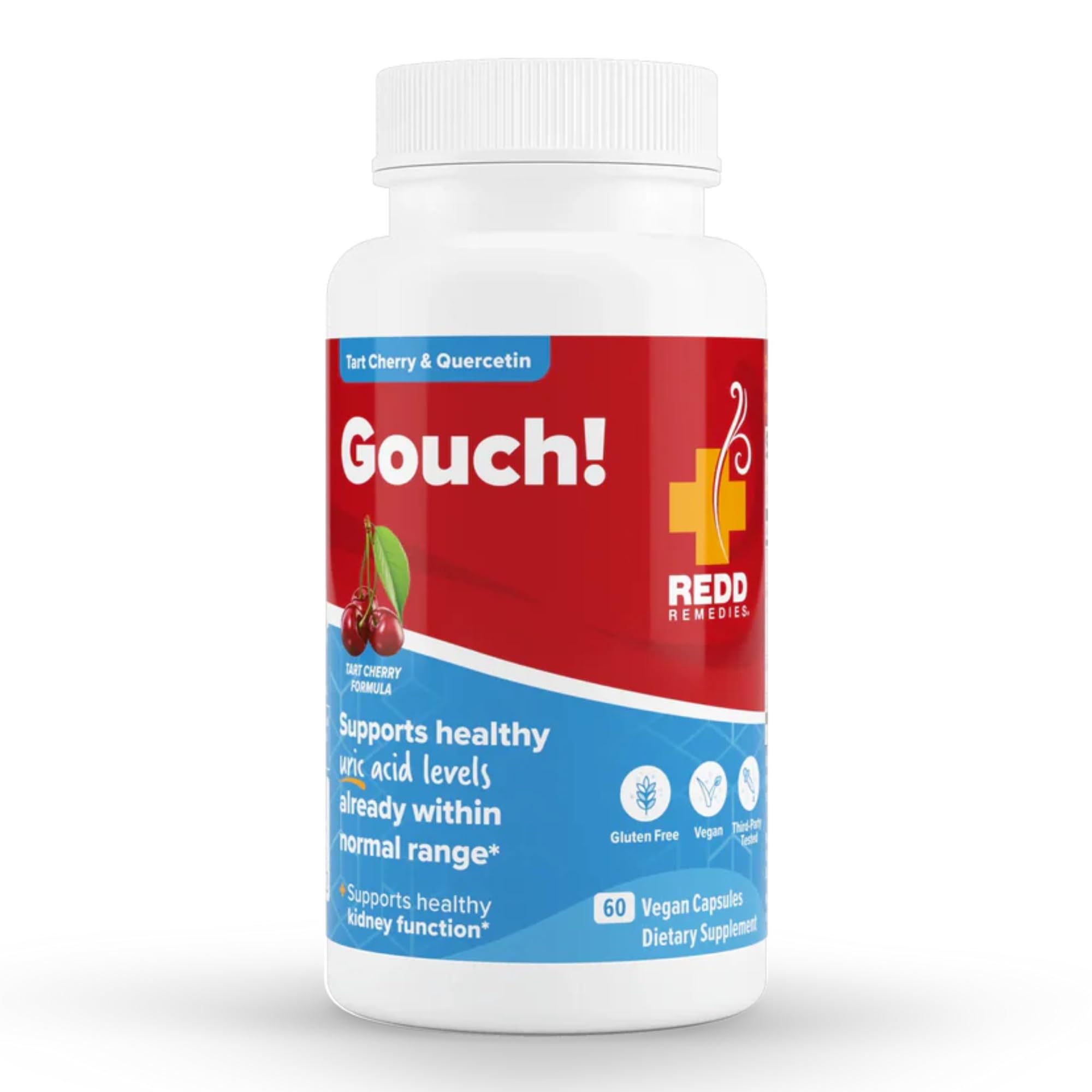 Photo 1 of 1/28 Redd Remedies, Gouch!, Supplement Support for Joints and Uric Acid Levels, Encourages a Healthy Inflammatory Response, Tart Cherry & Quercetin, 60 Vegan Capsules