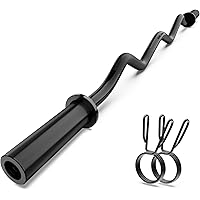 Olympic EZ Curl Barbell Bar, 47" Curl Bar for Weight Lifting, Home Gym Weight Bar- Strength Training,Squat,Hip Thrusts,Biceps