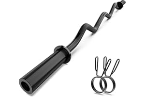 DILANL Olympic EZ Curl Barbell Bar, 47" Curl Bar for Weight Lifting, Home Gym Weight Bar- Strength Training,Squat,Hip Thrusts,Biceps, Chrome Curling for 2 Inch Plates -2 Spring Collars (Silver)