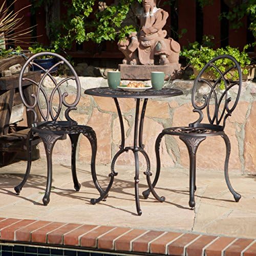 3-piece Bistro Set with 2 Chairs and a Table. Cast Aluminum and Iron Brown/copper. Indoor or Outdoor Patio Furniture. Scented Tart Included