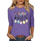 Woffccrd Womens 3/4 Sleeve St. Patrick's Day T-Shirts Crew Neck Spring Graphic Tee Tops